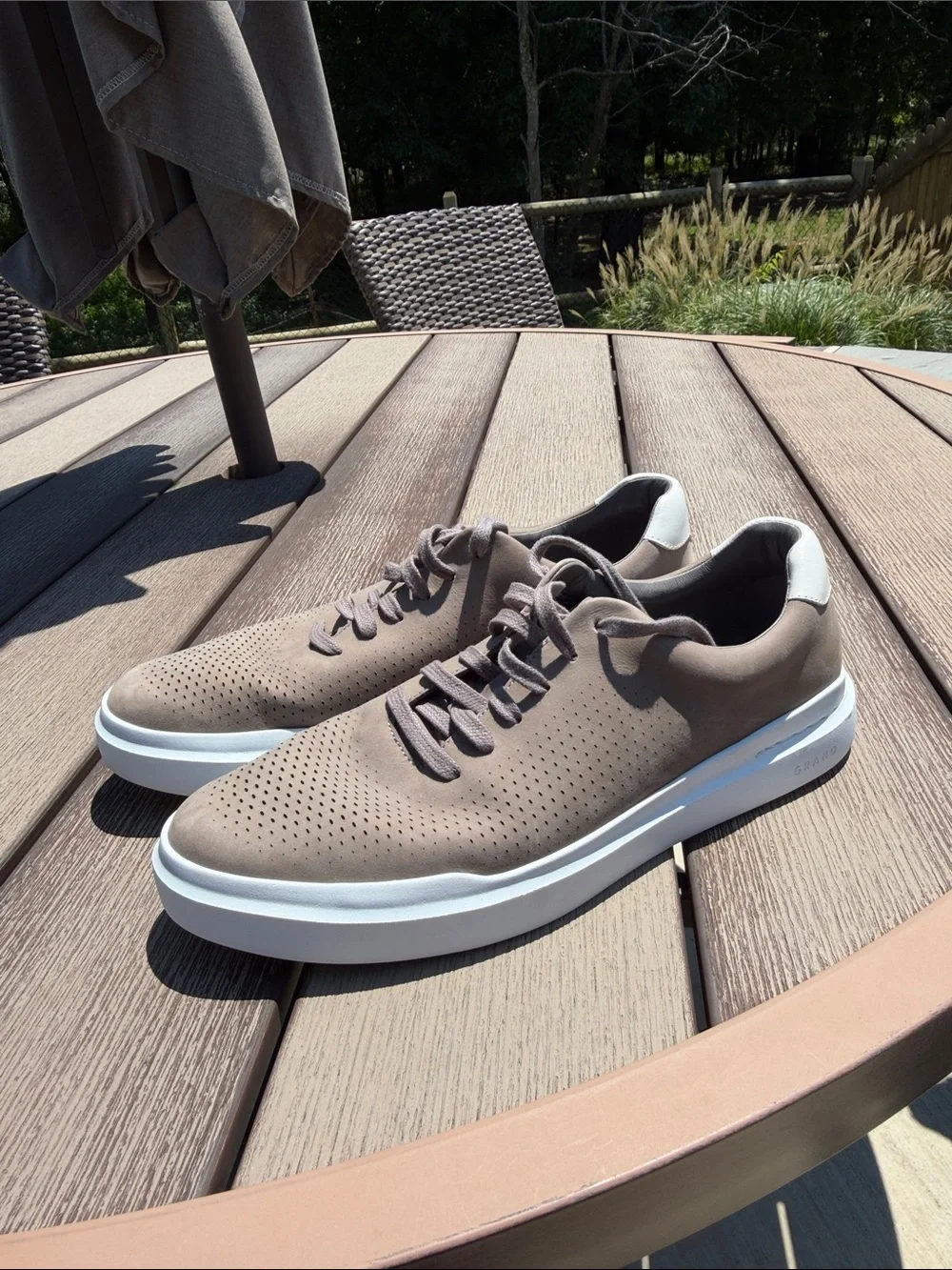 Like New Men's Cole Haan Rally Grand Pro Perforated Taupe Sneakers size 12